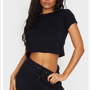 Black crop top t shirt